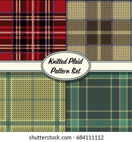 Knitted Plaid Tartan Pattern Set