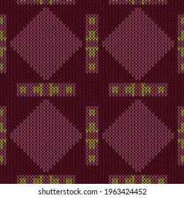 Knitted print seamless pattern. Vector illustration  Colors: Lemon Ginger, Disco, Pohutukawa