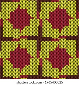 Knitted print seamless pattern. Vector illustration  Colors: Caput Mortuum, Golden Fizz, Cardinal