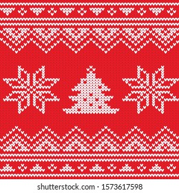 Knitted product with Christmas elements, sweater in Scandinavian style, vector illustration