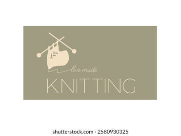 Knitted product on a business card in a flat style. Logo and text for hooby or job.