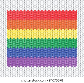 Knitted rainbow flag pattern. EPS10 vector illustration