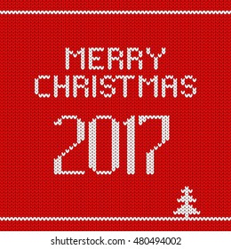 Knitted red Christmas background.