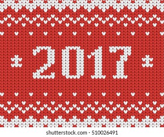 Knitted red Christmas pattern, Christmas greeting card, seamless pattern