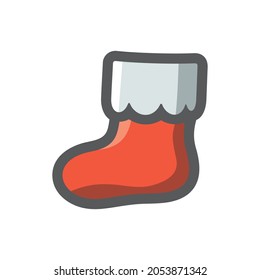 Knitted red christmas stock Vector icon Cartoon illustration