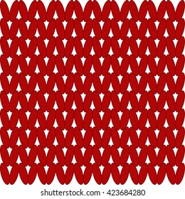 Knitted red cozy warm pullover natural woolen pattern background, crochet hook knit sweater handmade vector backdrop