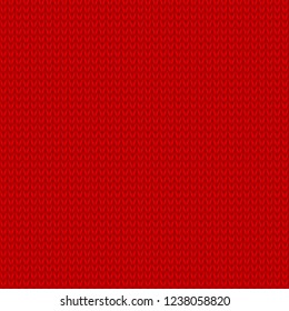 Knitted red pattern. Seamless knitted fabric. Realistic knit texture vector seamless pattern. Endless texture for wallpaper. Pattern can be used as background, wrapping paper, surface texture