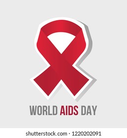 Knitted red ribbon for world aids campaign. Vector illustration.