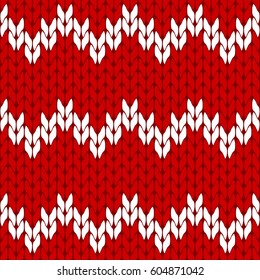 Knitted red and white background pattern triangle isolated vector