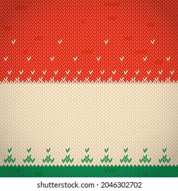 Knitted red and white christmas sweater texture. Ugly sweater party. Vector illustration