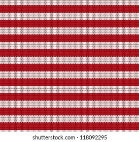 Knitted red and white striped seamless pattern