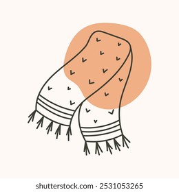 Knitted scarf doodle icon. Good for Christmas or Winter designs.