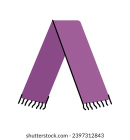 Knitted scarf flat element. Winter clothes. Vector isolated sign. Digital illustration for web page, mobile app, promo.
