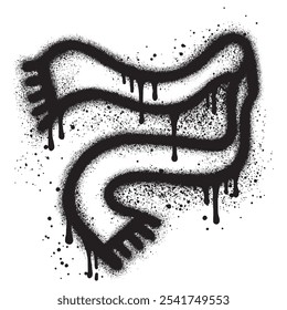 Knitted scarf graffiti with black spray paint. vector illustration.