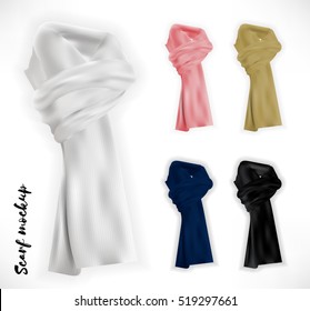 Knitted Scarf Set. Vector Mockup.