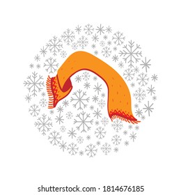 knitted scarf in snowfall frame