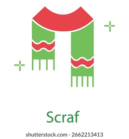 Knitted Scarf Vector Illustration Icon for Seasonal Winterwear and Style