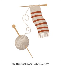 knitted scarf vector illustration on white background.
