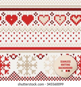Knitted seamless background. Winter ornament. Vector illustration.