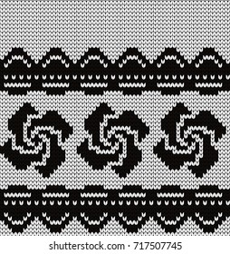 Knitted seamless border abstract flowers