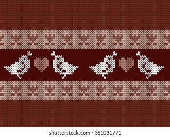 Knitted seamless border birds