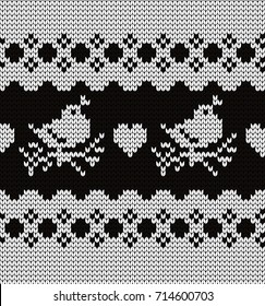 Knitted seamless border birds