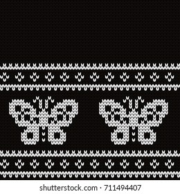 Knitted seamless border butterflies
