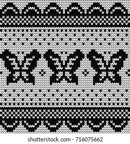 Knitted seamless border butterflies