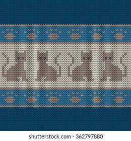 Knitted seamless border cats