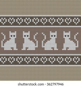 Knitted seamless border cats