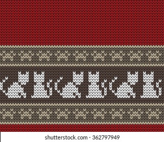 Knitted seamless border cats
