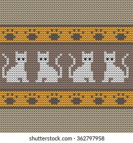 Knitted seamless border cats