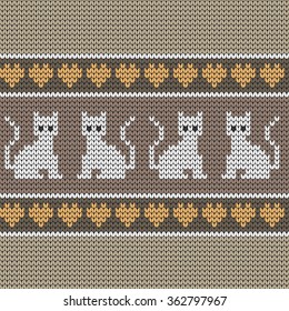 Knitted seamless border cats