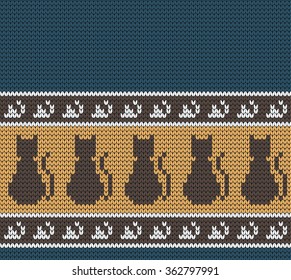 Knitted seamless border cats