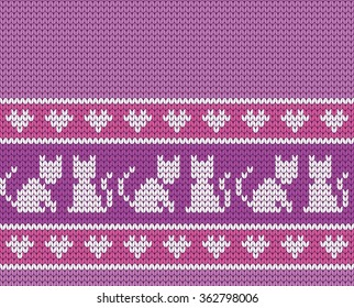 Knitted seamless border cats