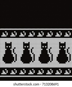 Knitted seamless border cats