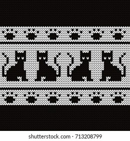 Knitted seamless border cats