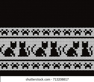 Knitted seamless border cats