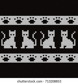 Knitted seamless border cats