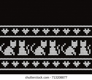 Knitted seamless border cats