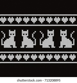 Knitted seamless border cats