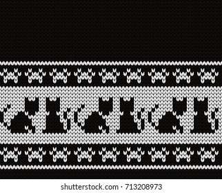 Knitted seamless border cats