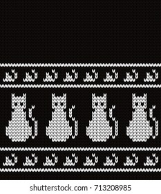 Knitted seamless border cats