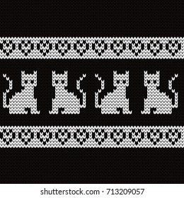 Knitted seamless border cats