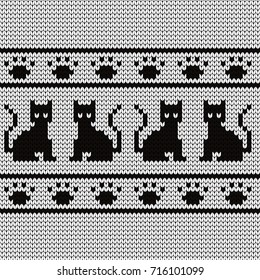 Knitted seamless border cats