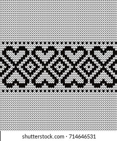 Knitted seamless border hearts