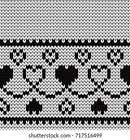 Knitted seamless border hearts