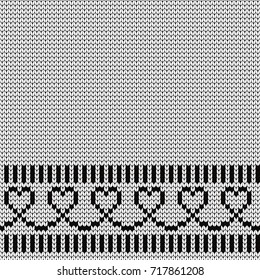 Knitted seamless border hearts