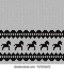 Knitted seamless border horses