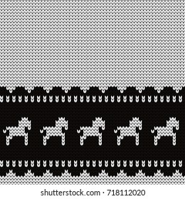 Knitted seamless border horses